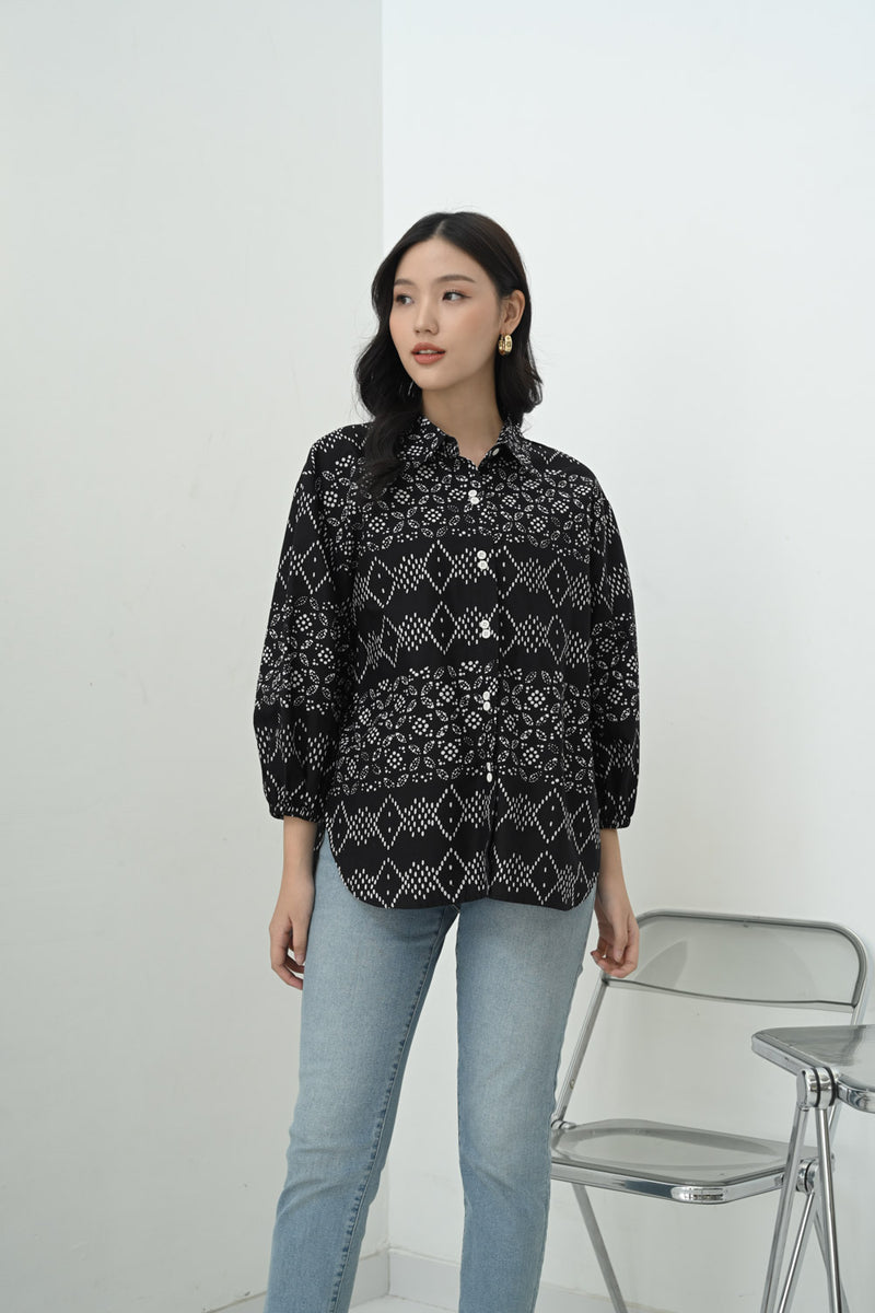 Nayara Blouse Batik Mataya Hitam